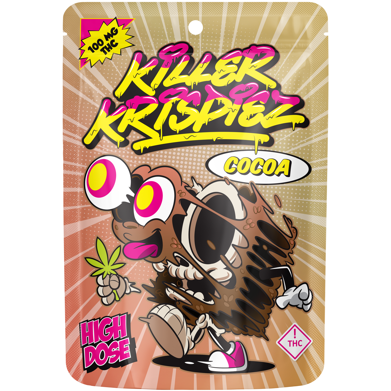 Killer Krispiez 100MG Cocoa Krispy Treat packaging, Sweet Freakz cannabis edible